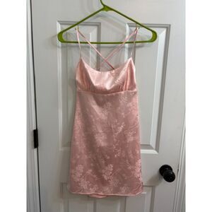 Salty Pink Floral Slip Dress Y2K Coquette Kimono Inspired Romantic Mini Dress S